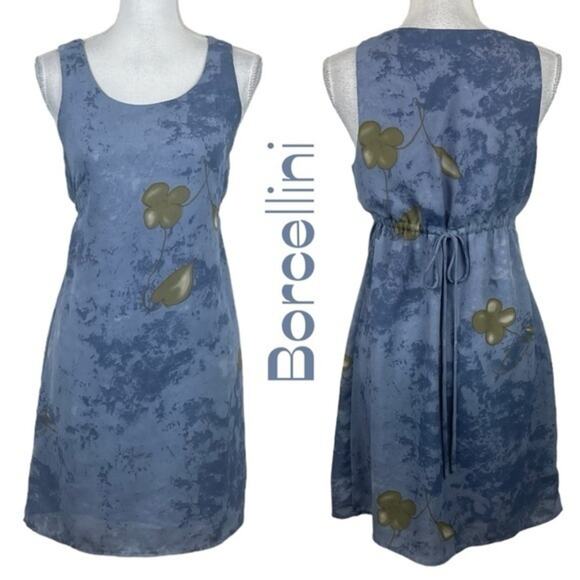 Borcellini Sheer Blue Floral Dress Size 10 - Picture 2 of 13